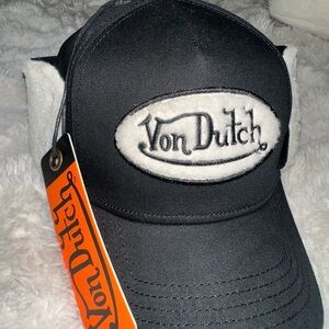 Von Dutch Black and White Logo Cap